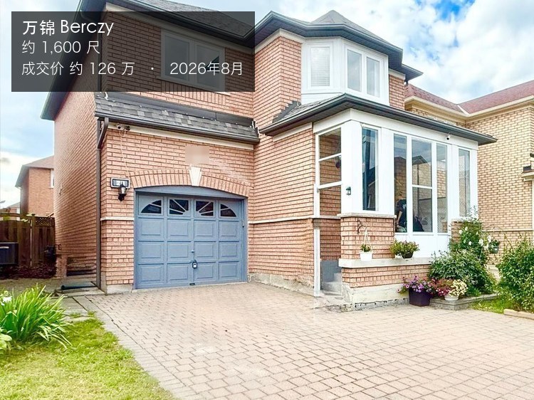 萬錦 Berczy 獨立屋外觀，多倫多125萬買樓只有約 1,600 呎