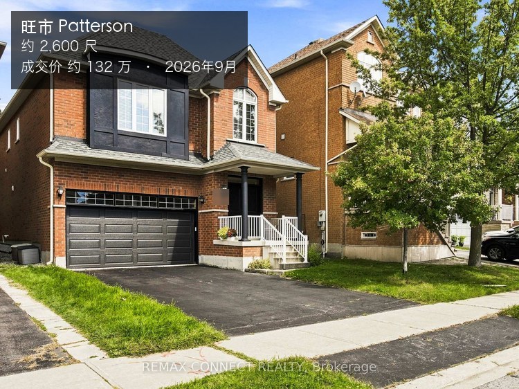 旺市 Patterson 獨立屋外觀，多倫多125萬買樓約 2,600 呎